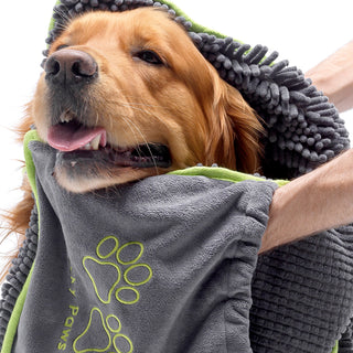Noodle Dog Towel - Grey / Green