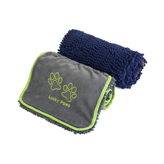Noodle Dog Towel Pack of 2 - Grey / Green & French Navy